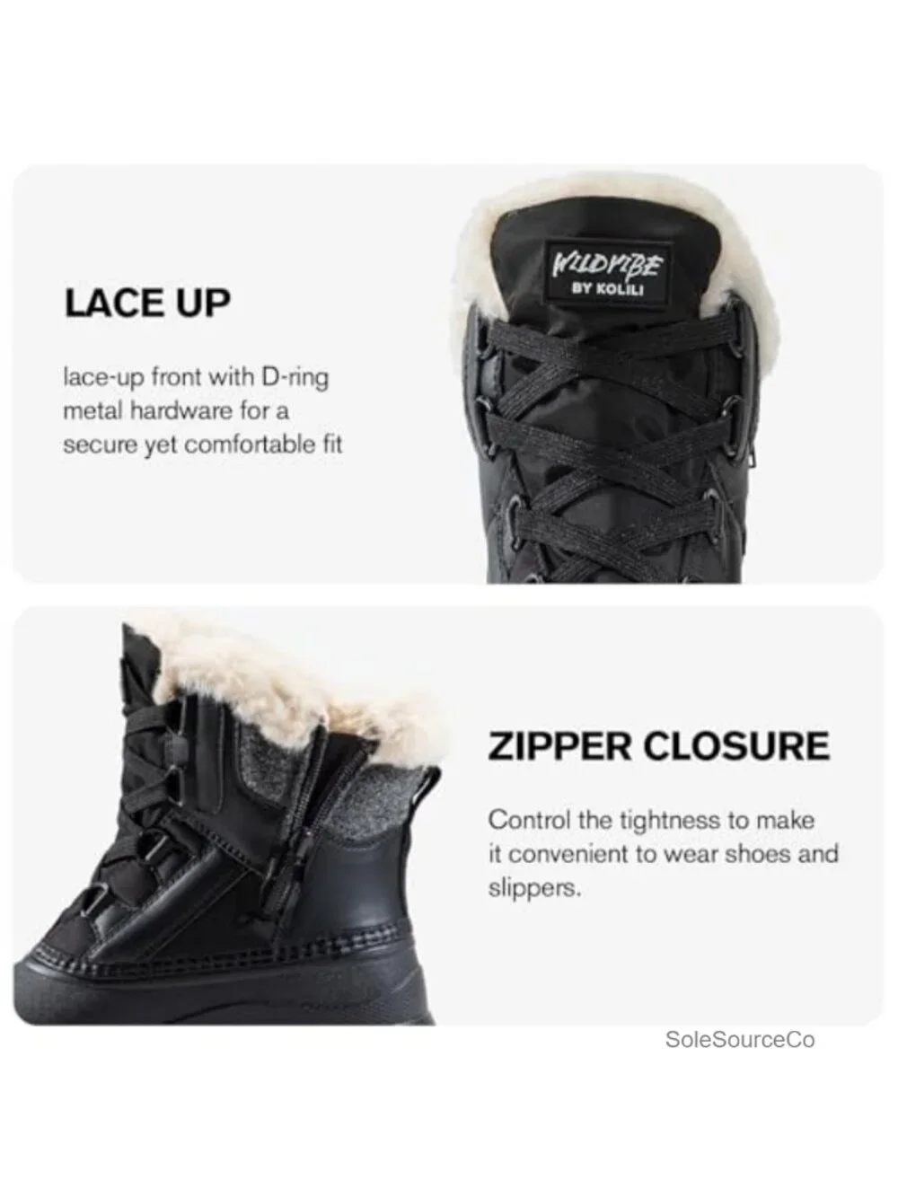 Women's Waterproof Snow Duck Boots with Fur Lining, Anti-Slip Sole, Lace-Up